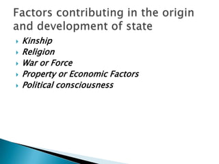 The evolutionary theory of origin of state | PPTX