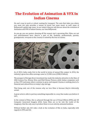 The Evolution of Animation & VFX In Indian Cinema | PDF