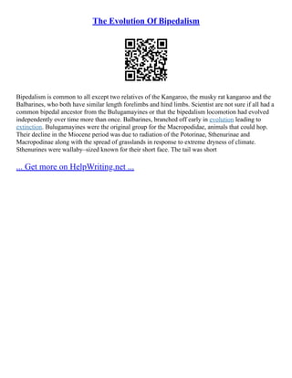 The Evolution Of Bipedalism | PDF