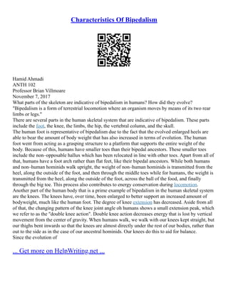 The Evolution Of Bipedalism | PDF