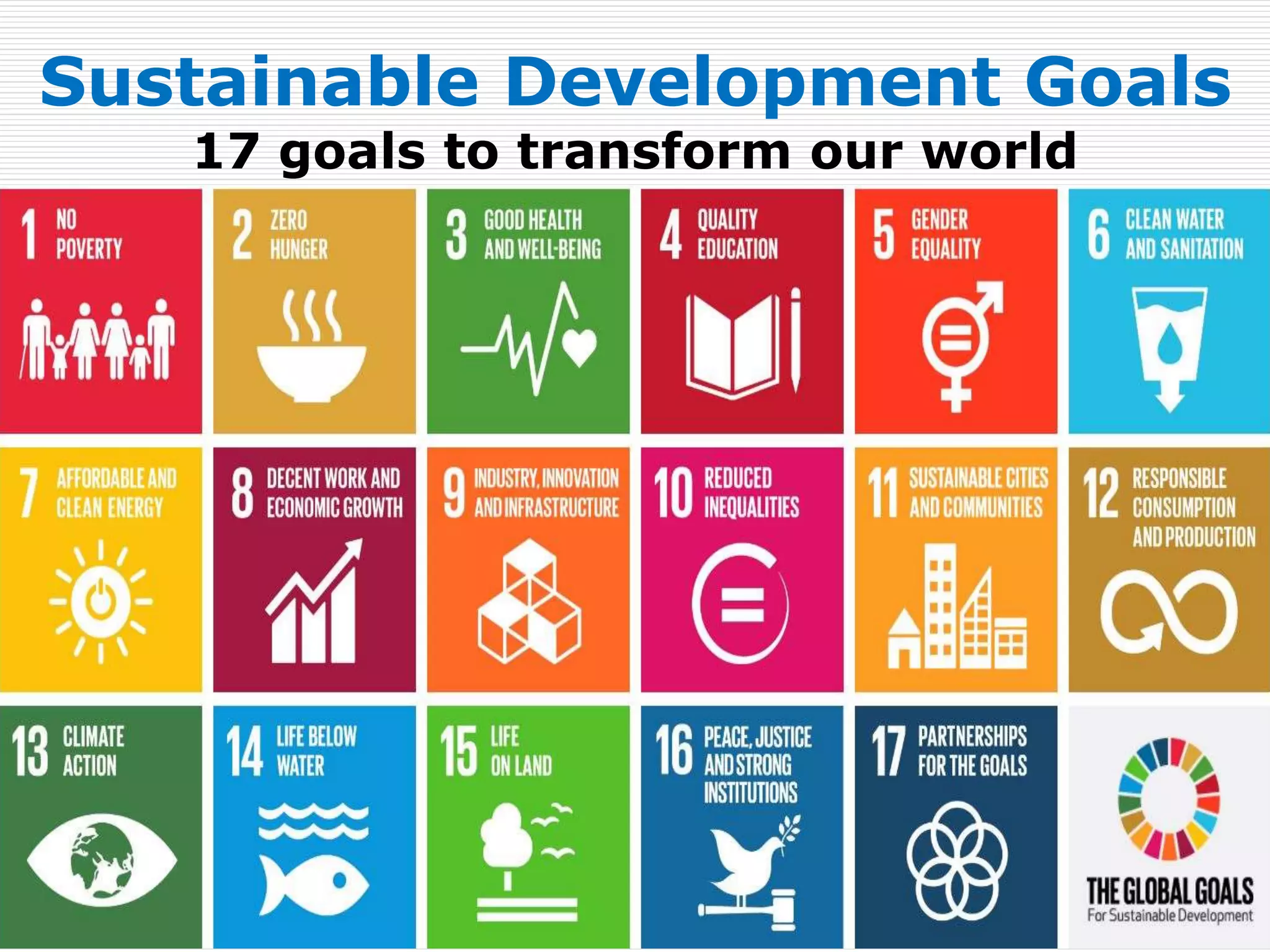 Sustainable Development Goals
17 goals to transform our world
 