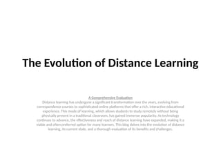 The Evolution of Distance Learning mmmmm | PPT