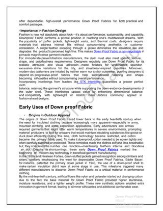 The Evolution of Down Proof Fabric in Fashion Design PPT