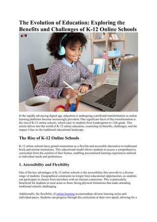 K-12 Online Schools: Exploring the Benefits and Challenges  Enterprise Wired  PDF
