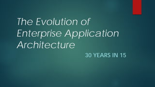 The Evolution of Enterprise Application Architecture 
30 YEARS IN 15  