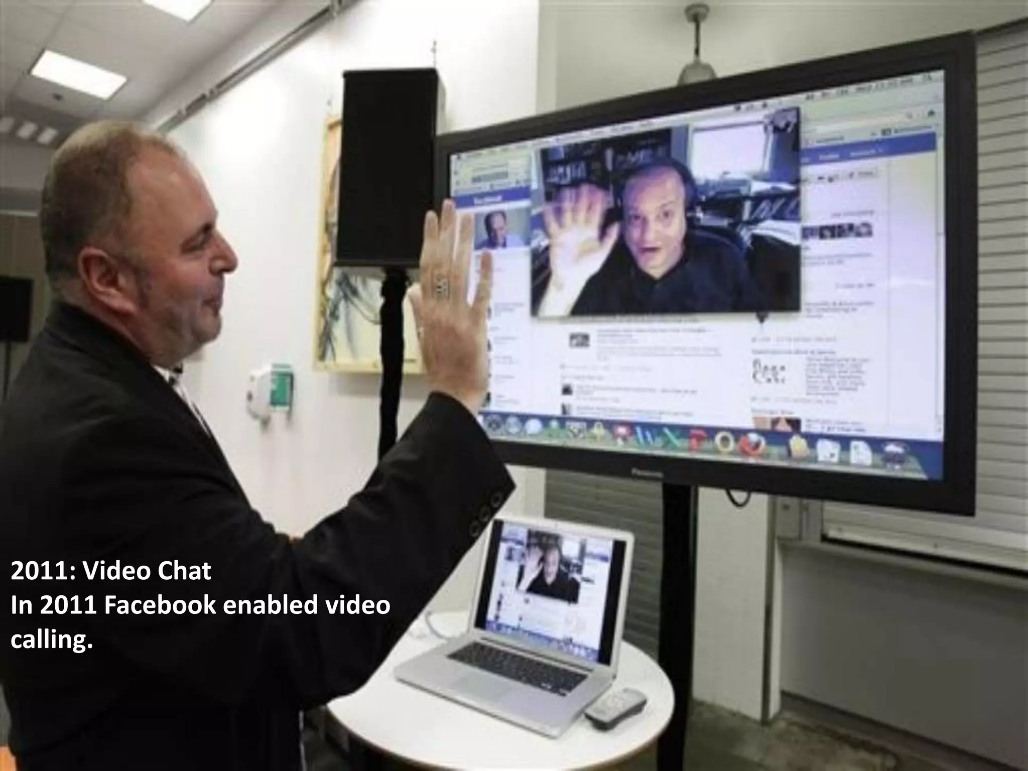 2011: Video Chat
In 2011 Facebook enabled video
calling.
 