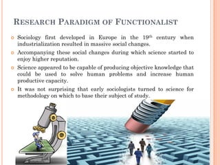 The Evolution of Functionalism,Positivism and Sociology | PDF