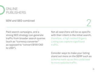 ONLINE 
PUBLISHERS 
2 
Paid search campaigns, and a strong SEO strategy can generate traffic from broader search queries (...