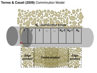 Torres & Casali (2009) Comminution Model 
Parabolic pressure profile 
Centre product 
Edge 
product 
Edge 
product 
NB “comminution boxes” 
1 2 3 N NB-1 NB B… … -2 
 