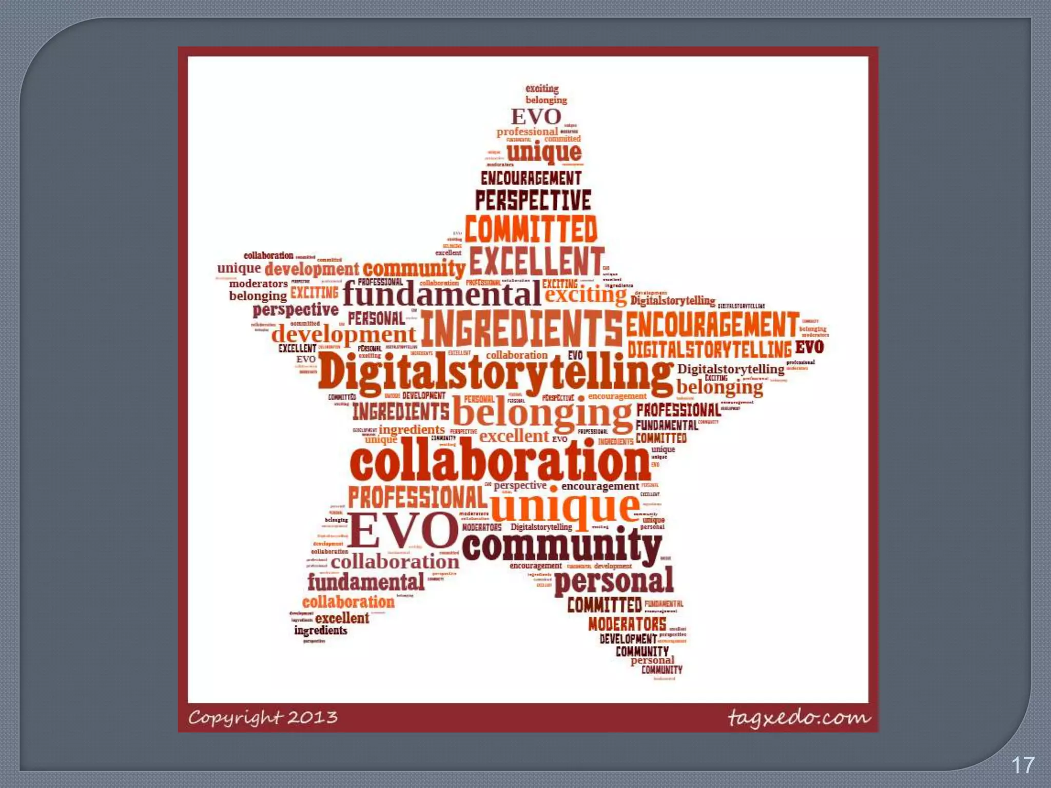 17
http://civitaquana.blogspot.it/2013/02/evo-digitalstorytelling4kids-2013-smooc.html
 