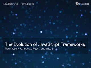 The Evolution of JavaScript Frameworks

From jQuery to Angular, React, and VueJS
Timo Stollenwerk — BonnJS 2018
 