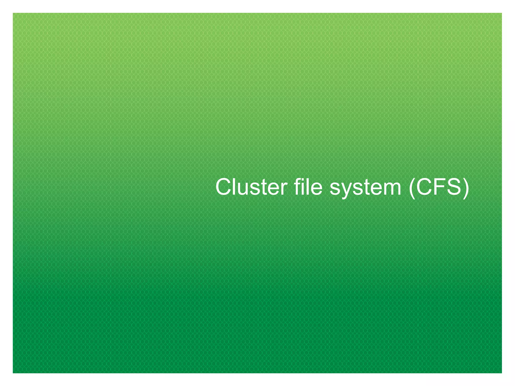 Cluster file system (CFS)
 