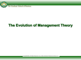 The Evolution of Management TheoryThe Evolution of Management Theory
 