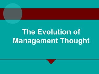 The Evolution of
Management Thought
 