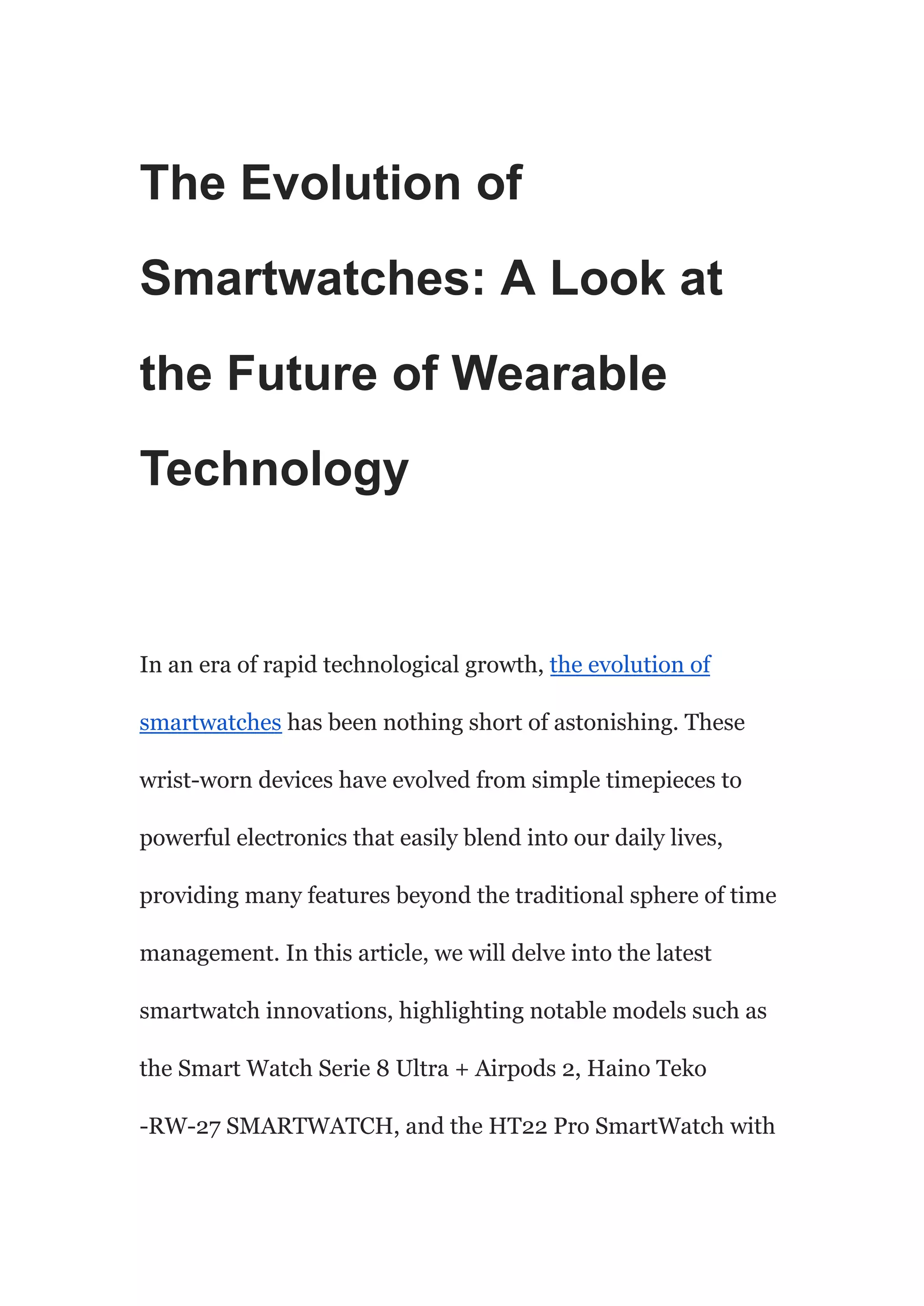 The Evolution of Smartwatches_ A Look at the Future of Wearable