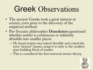 Greek Observations
•
•
–
–
 