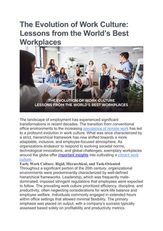 The Evolution of Work Culture: Lessons from the World’s Best Workplaces ...