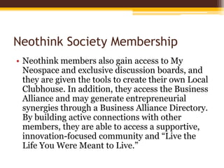 Neothink Member Sign In The Exclusive Benefits of Neothink Society Membership | PPTX