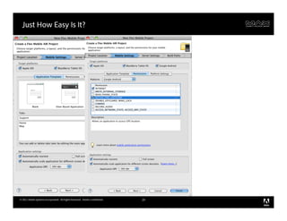 Just How Easy Is It?




© 2011 Adobe Systems Incorporated. All Rights Reserved. Adobe Confidential.   29
 