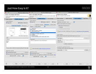 Just How Easy Is It?




© 2011 Adobe Systems Incorporated. All Rights Reserved. Adobe Confidential.   30
 