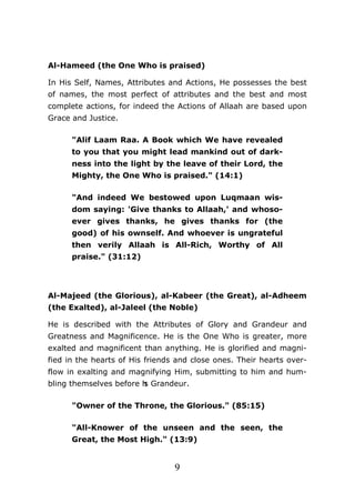 The Explanation of the Beautiful and Perfect Names of Allah ﷻ | PDF