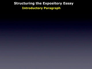 Structuring the Expository Essay
    Introductory Paragraph
 