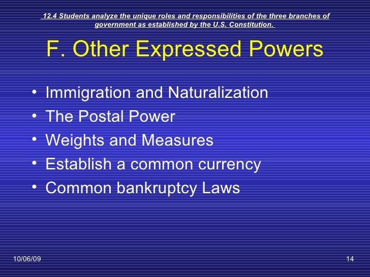 The Expressed Powers Of Congress