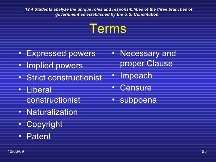 The Expressed Powers Of Congress