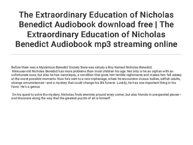 The Extraordinary Education Of Nicholas Benedict PDF Free Download The Extraordinary Education Of Nicholas Benedict PDF Free Download