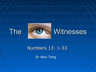 The                Witnesses

      Numbers 13: 1-33

         Dr Alex Tang
 
