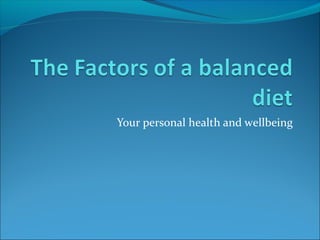Your personal health and wellbeing
 