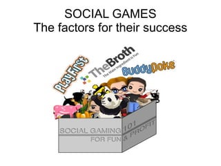 SOCIAL GAMES
The factors for their success
 