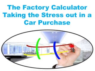 The Factory Calculator
Taking the Stress out in a
Car Purchase
 