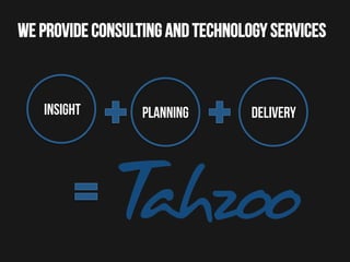 We provide consulting and technology services

Insight

planning

delivery

 