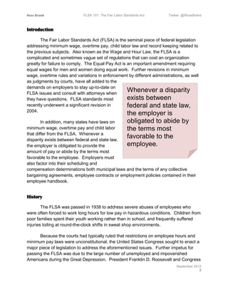 Fdr Flsa FLSA 101 The Fair Labor Standards Act (e-book) | PDF
