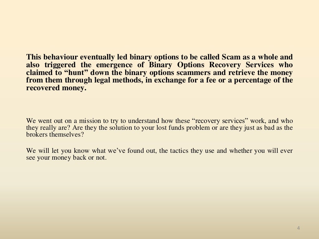 Binary option recovery