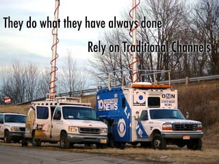 They do what they have always done
Rely on Traditional Channels
 