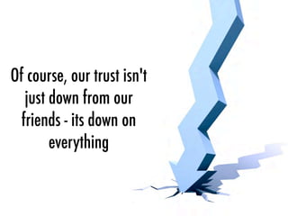Of course, our trust isn't
just down from our
friends - its down on
everything
 