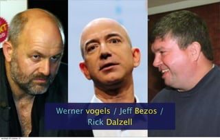 Werner vogels / Jeff Bezos /
Rick Dalzell
vendredi 25 octobre 13

 