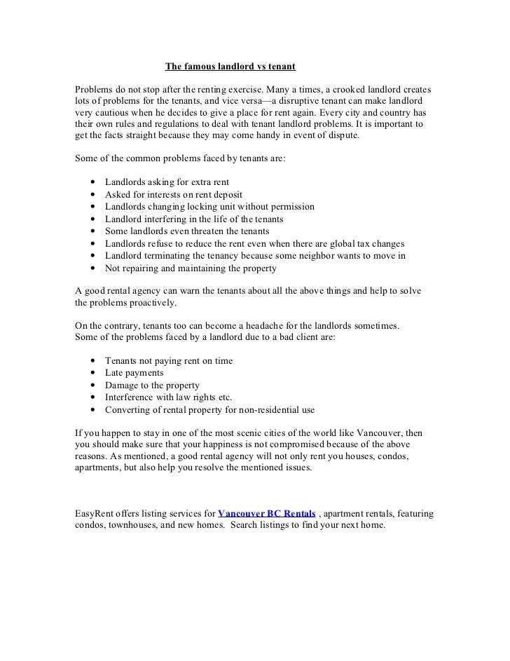 Landlord rules and regulations