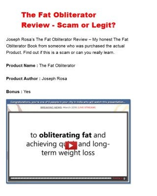 The fat obliterator review   scam or legit