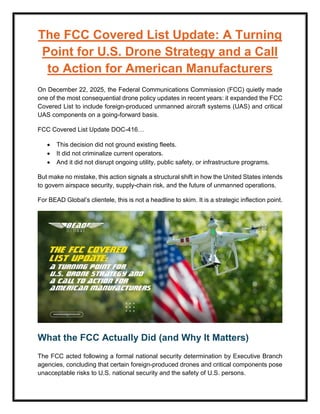 The FCC Covered List Update: A Turning Point for U.S. Drone Strategy ...