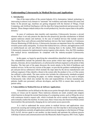 Understanding Cybersecurity in Medical Devices and Applications | PDF