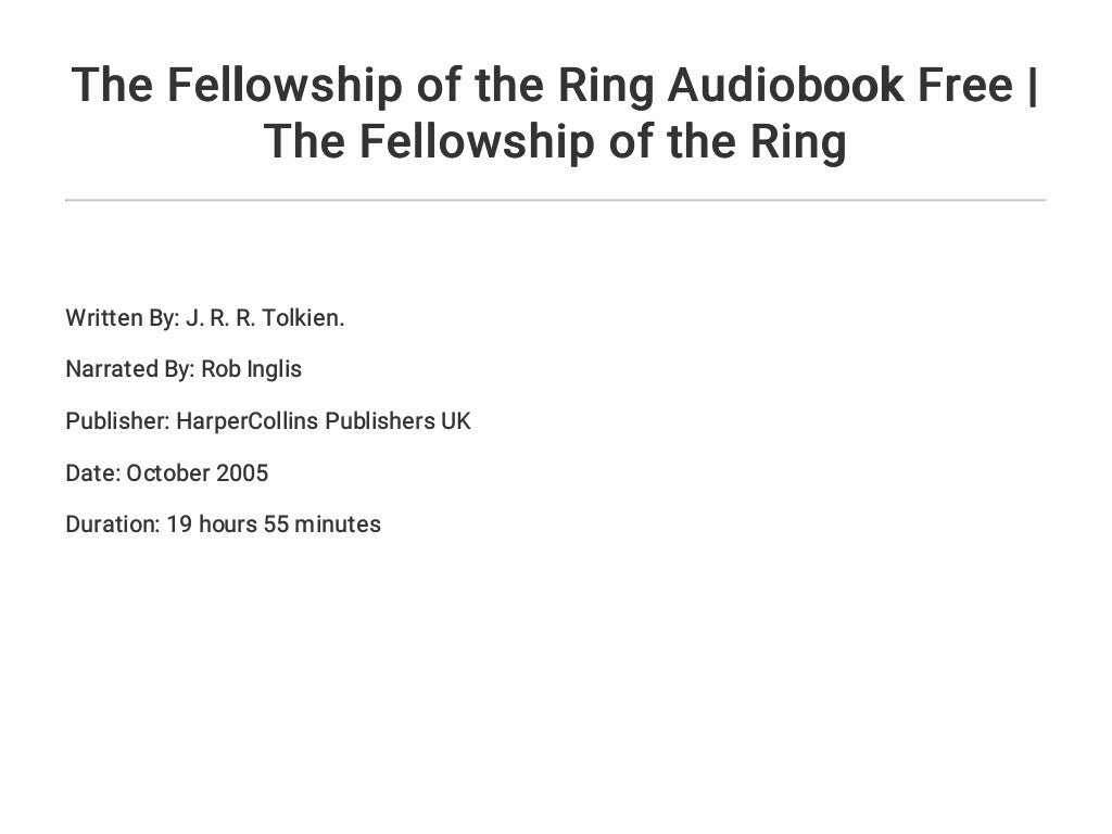 the fellowship of the ring audiobook free download