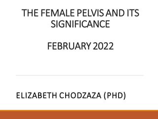 THE FEMALE PELVISAND ITS
SIGNIFICANCE
FEBRUARY2022
ELIZABETH CHODZAZA (PHD)
 