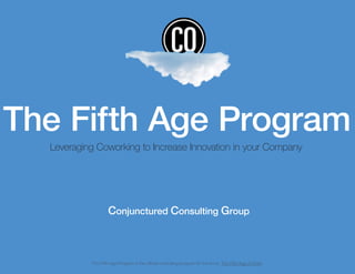 The Fifth Age Program
Leveraging Coworking to Increase Innovation in your Company
The Fifth Age Program is the official consulting program for the book, The Fifth Age of Work.
Conjunctured Consulting Group
 