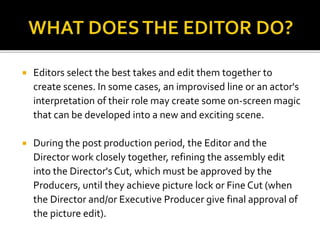 The Film Editor Answer Key : What Does a Film Editor Do — Role and ...