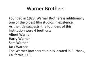 Sam Warner The film industry slideshare | PPTX