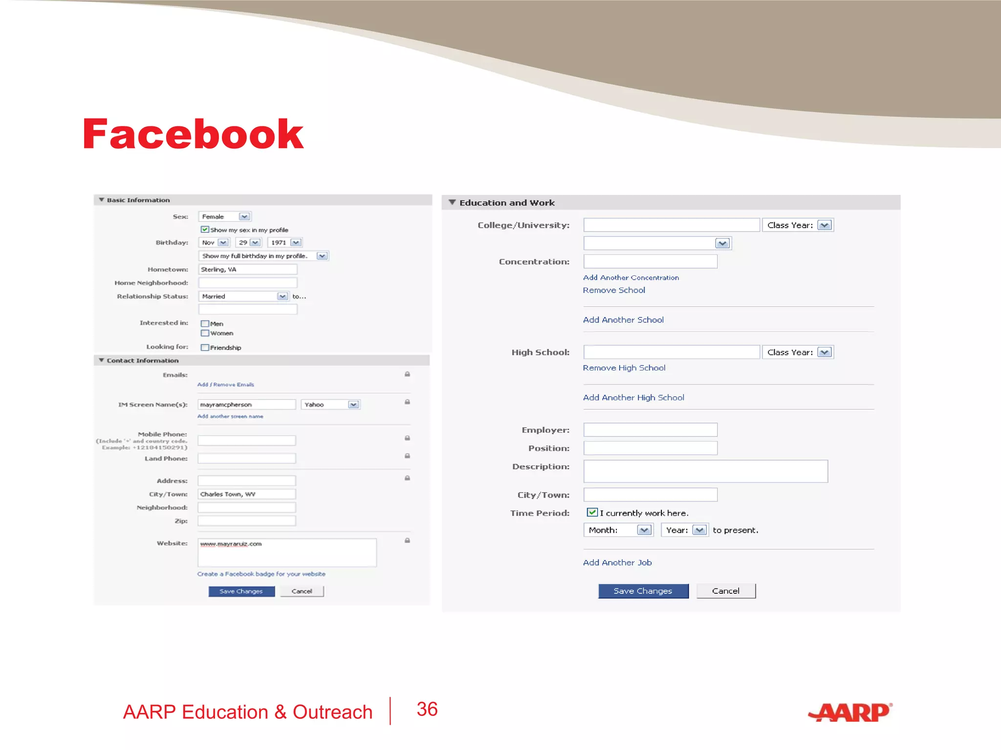 Facebook AARP Education & Outreach 