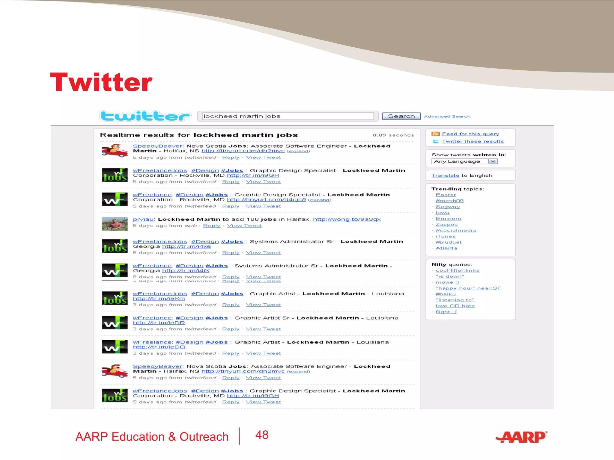 Twitter AARP Education & Outreach 